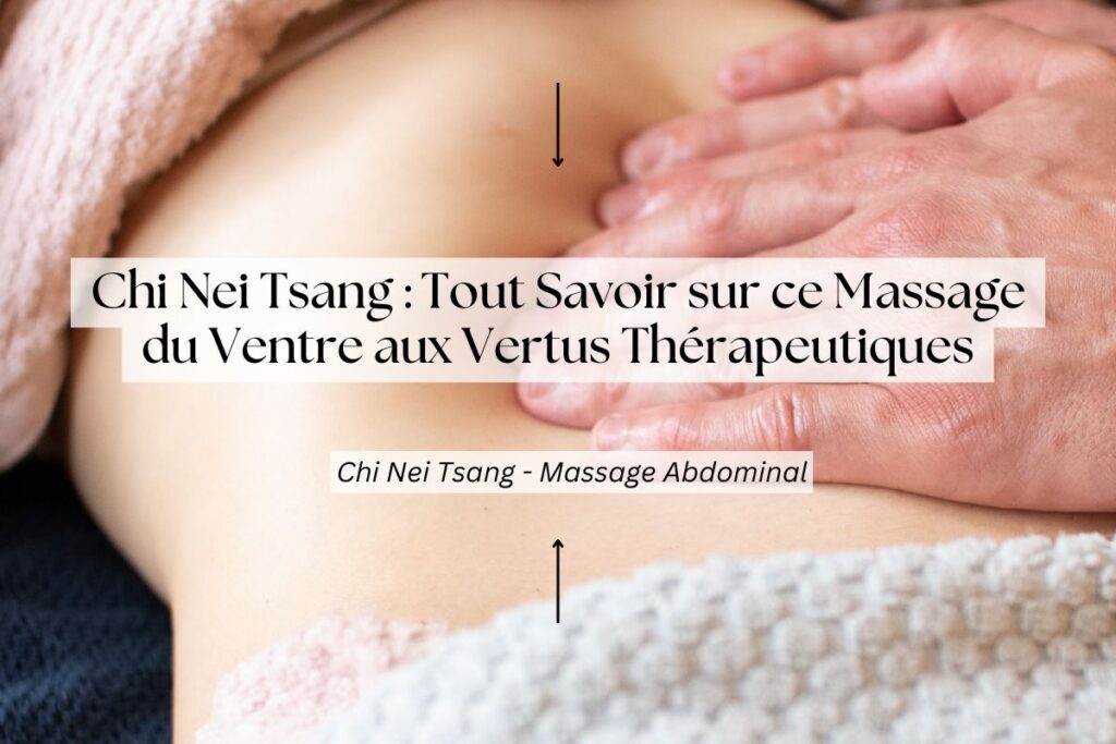 Gros plan sur un massage abdominal relaxant, illustrant les bienfaits thérapeutiques du Chi Nei Tsang.